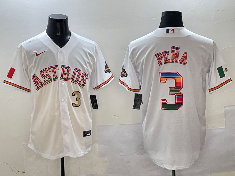 Men Houston Astros #3 Pena White Mexico 2025 Nike MLB Jersey style 4